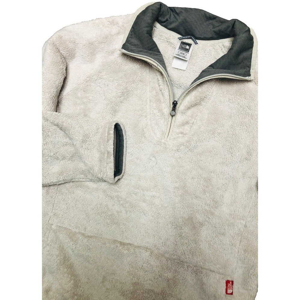The North Face Sweatshirt Women's XL Beige Mossbud Fleece 1/4 Zip Hike Camp Gorp